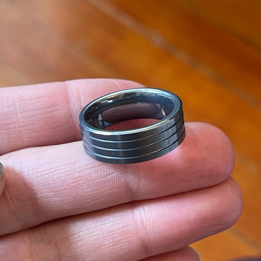 TRITON Men's Charcoal Ring tungsten carbide